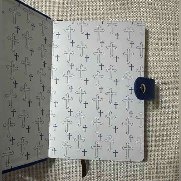 Blue Bible Verse Pink Hearts Faux Leather Bound Journal - Picture 3 of 16